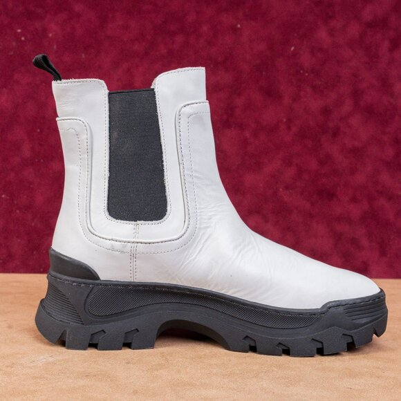 Great Brooklyn Women Hewes White Leather Chelsea Platform Boots Size 8 - Picture 9 of 9